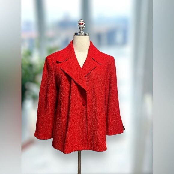 NWT St. John Venetian Red $1250 Tweed Boucle Wool Blend Jacket Blazer Size 10 - Picture 2 of 16